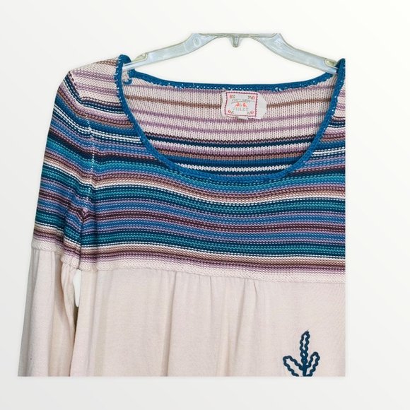 Chelsea & Violet Beige Floral Embroidered Shirt Size Medium - Picture 2 of 9